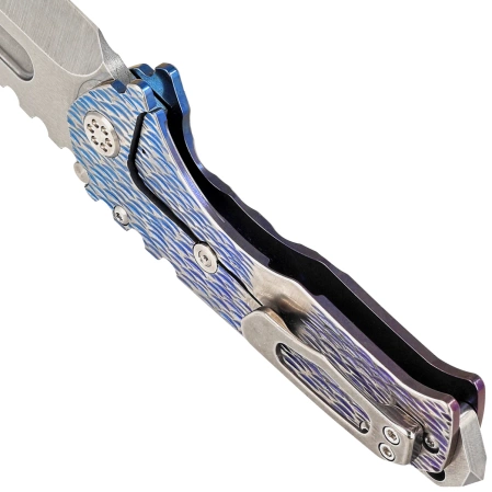 Nóż składany Medford Praetorian T DP Blue-Violet w/Silver ''Dragon Skin'' Titanium, Std HW/Clip, Tumbled S45VN by Greg Medford