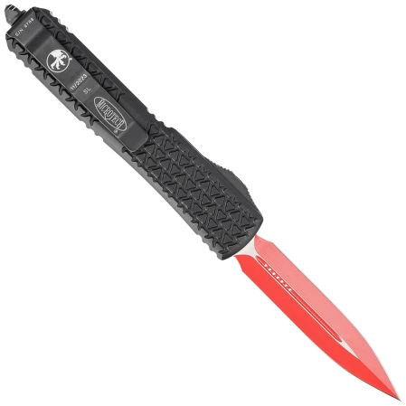 Microtech Ultratech D/E Sith Lord Signature OTF Knife Tri-Grip Black Aluminum, Red M390 by Tony Marfione (122-1SL)