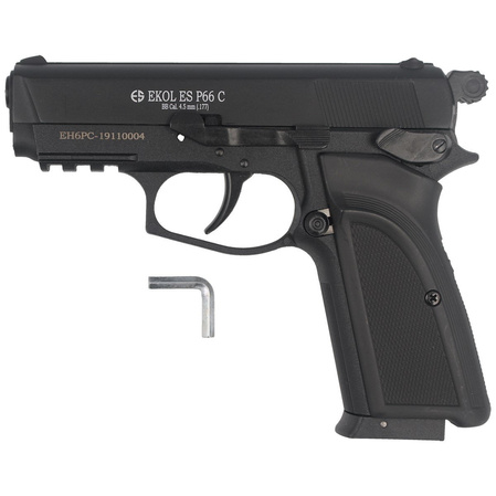 Zestaw wiatrówkowy 16: pistolet Voltran Ekol ES P66C Black 4.5 mm, 1400 BBs, 10 kapsuł CO₂, 100 tarcz