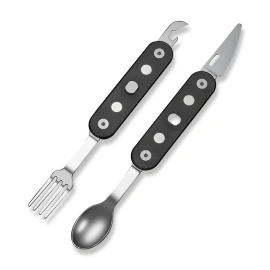 Civivi Partake 4-in-1 Multi-Tool, Knife, Fork, Spoon, Can Opener Black Aluminium, Satin Stainless Steel (C24032C-1)