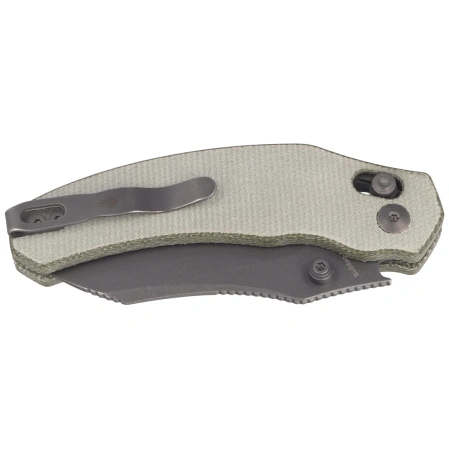 Nóż składany Kizer Bulldog Green Micarta, Gray Stonewashed Nitro-V by O.SHO (V3672A3)