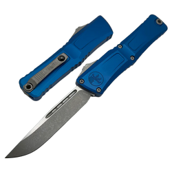 Microtech Combat Troodon Gen III S/E OTF Knife Blue Aluminum, Apocalyptic M390MK by Tony Marfione (1143-10APBL)
