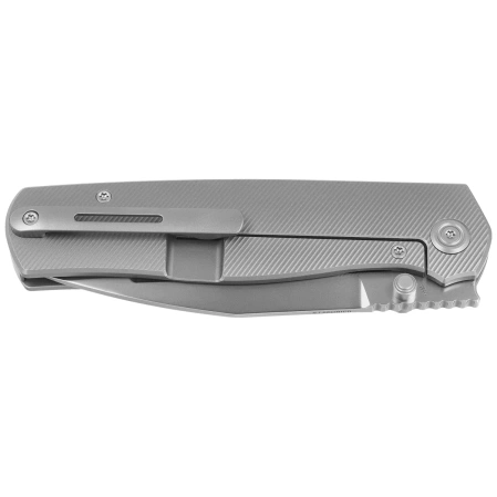 Kubey KB Knives Albatross Gray Titanium, Silver Beadblasted M390 by Ray Laconico (KB471A)