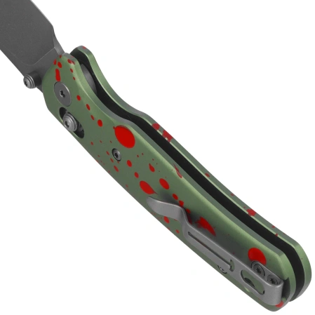 Nóż składany Bestechman Cicada's Wing Zombie Green Aluminium, Gray PVD / Stonewashed 14C28N (BMK06-C-10)