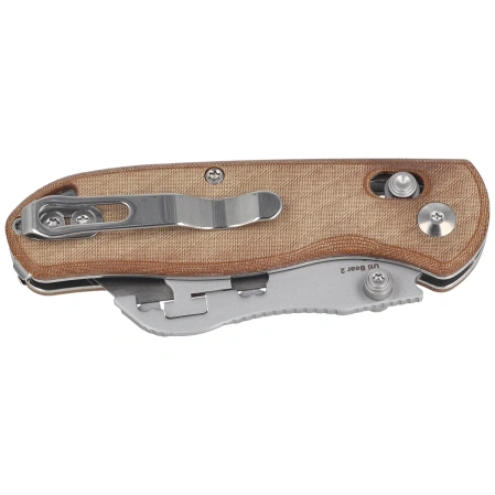Kizer Uti Bear 2 Knife Brown Micarta, Bead Blasted SK5 / 50Cr15MoV by Azo (V3619JA7)