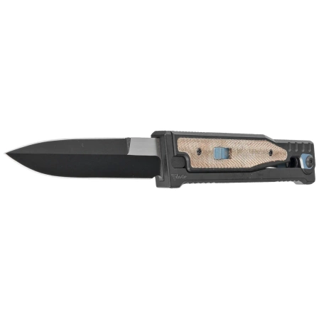 Reate EXO 2.0 D/E Black PVD Titanium / Green Micarta, Black PVD Elmax (EXO BLK.PVD.DE.GRM)