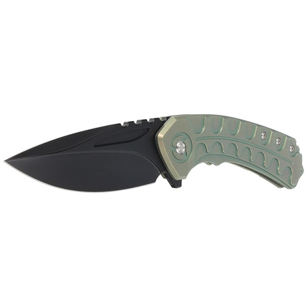 Nóż składany Bestech Buwaya Retro Green Titanium, Black Stonewashed M390 by Kombou (BT2203D)