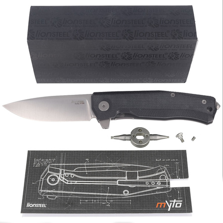 LionSteel Myto Knife Black Canvas, Satin M390 by Molletta ( (MT01 CVB)