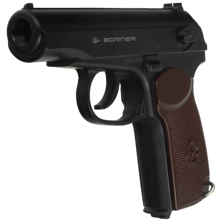 Zestaw wiatrówkowy 42: pistolet wiatrówka Borner Makarov PM N1 4.5 mm, 1400 BBs, 10 kapsuł CO₂, 100 tarcz