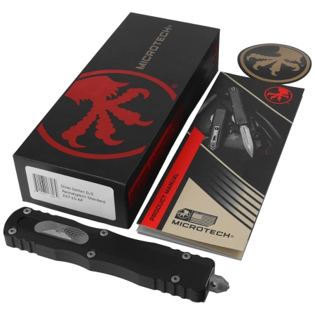 Nóż automatyczny OTF Microtech Dirac Delta D/E Black Aluminium, Apocalyptic by Tony Marfione (227-10AP)