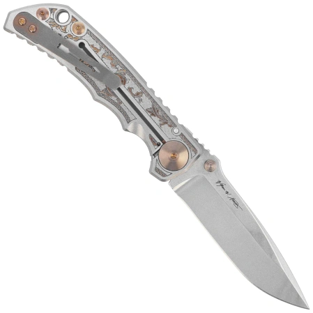 Spartan Blades Harsey Folder ''Flourishes'' Gray Titanium, Stonewashed MagnaCut by William W. Harsey (SF5FLRISHS)