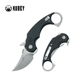 Kubey Jaw Pikal Knife Black G10, Beadblasted 14C28N by MUZI Design (KU440A)