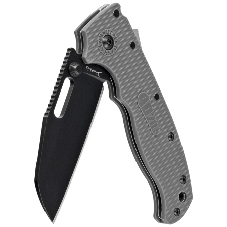 Demko AD20.5 Shark Foot Knife Grey Grivory, Black DLC D2 by Andrew Demko (205-D2-SF-DLC)