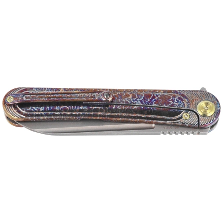 KB Kubey Dandy Knife, Flamed Titanium, Sandblasted CPM S90V by Maksym Tkachuk (KB247H)