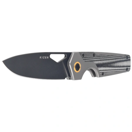 Kizer Serpentine Knife Gray Titanium / Black Micarta, Matte Ultra DLC Elmax by Jonathan Styles (Ki3759FDA2)
