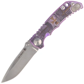 Spartan Blades Harsey Folder ''Templar Purple'' Titanium, Stonewashed MagnaCut by William W. Harsey (SF5TEMP)