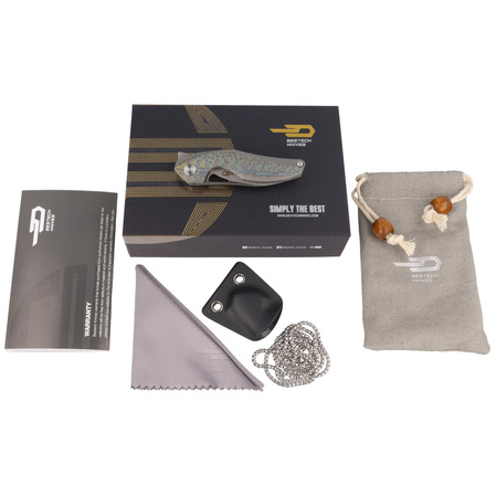 Bestech The Reticulan Neck Knife Grey/Colorful Titanium, Stonewashed/Satin CPM S35VN by Elijah Isham (BT1810E)