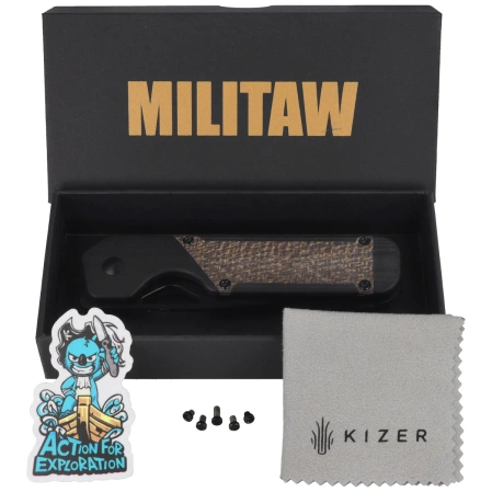 Nóż składany Kizer Militaw Black G10 / Green Micarta, Black Nitro-V by Jonathan Styles (V3634A1)