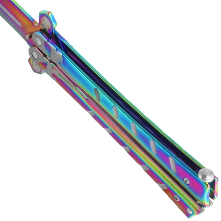 Nóż składany motylek Martinez Albainox Balisong Skull Rainbow Titanium Steel, Rainbow Titanium 3Cr13Mov (02223)