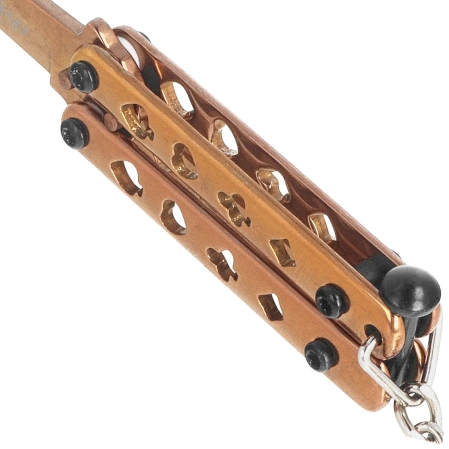 Nóż motylkowy brelok Third Decor Habitat Balisong Poker Rose Titanium Stainless Steel, Rose Titanium 420 (TH-K0101R)