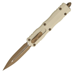 Microtech Dirac Delta D/E OTF Knife Champagne Aluminum, Burnt Bronze M390MK by Tony Marfione (227-1CG-C19)