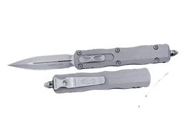 Nóż automatyczny OTF Microtech Dirac D/E Natural Clear Aluminium, Apocalyptic M390 by Tony Marfione (225-10APNC)