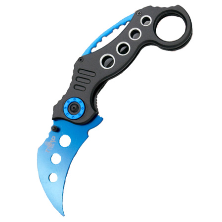 Nóż treningowy składany Third Decor Habitat K7104BL Training Karambit Black Aluminium, Blue 420