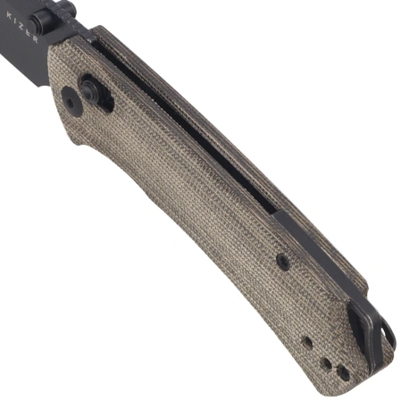Kizer T1 CD Knife Olive Green Norplex UltreX Micarta, Black Stonewashed Nitro-V by Uli Hennicke (V3490.2CA1)