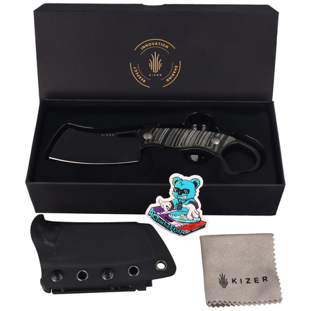 Kizer Little Rhino Knife Olive Green-Black G10, Black D2 by Giedymin Kapuscinski (1065A3)