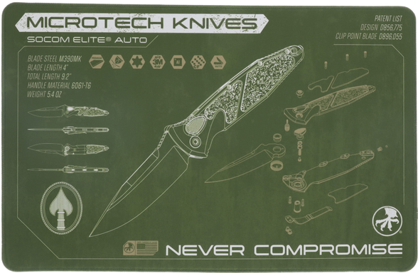 Microtech Socom Elite Auto OD Green Display Mat (MAT-SEA)