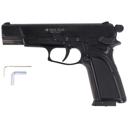 Zestaw pistolet wiatrówka Voltran Ekol ES 66 Black 4.5 mm, 1400 BBs, 10 kapsuł, tarcze