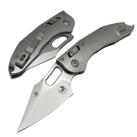Nóż składany Microtech Stitch Ram-Lok S/E Marfione Select Gray Titanium, Purple BP, Stonewashed M390MK by Borka Blades and Tony Marfione (169RL-10MS3)
