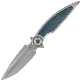 Rike Knife Viper 2 Gray Titanium / Green Carbon Fiber, Satin M398 by Richard Wu (Viper 2-B P/GrCF)