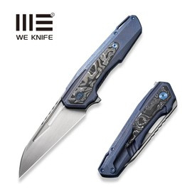 Nóż składany WE Knife Falcaria Blue Titanium/Aluminium Carbon Fiber, Hand Rubbed Satin CPM 20CV by Maciej Torbé (WE23012B-3)