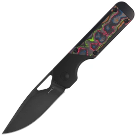 Kizer Mini Militaw Knife Black Titanium / Camo Carbon 80'S, Black DLC M390 by Jonathan Styles (Ki3634SA1)