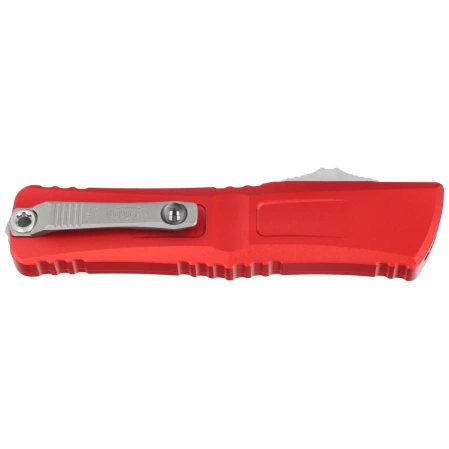 Microtech Combat Troodon Gen III Bowie OTF Knife Red Aluminum, Stonewashed M390MK by Tony Marfione (1146-10RD)