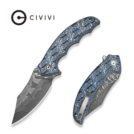Nóż składany Civivi Pentad Blue/White/ Black Micarta, Damascus
