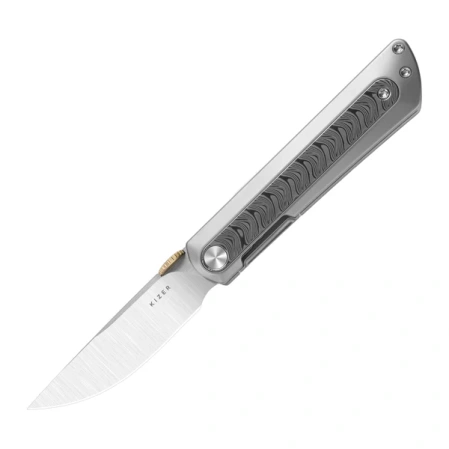 Nóż składany Kizer Quoll Silver Titanium / Rainbow Damascus, Satin Brushed S45VN by Ben Taubert (Ki3733A1)