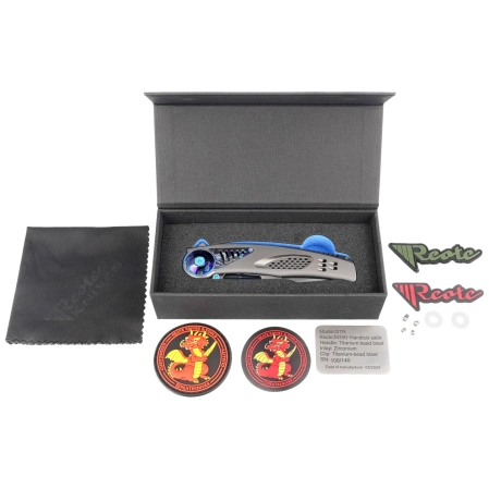 Nóż składany Reate GTR Bead Blasted Titanium/Zircuti Inlay, Zircuti Clip, Hand Satin M390