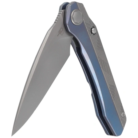 Bestech Wet Nellie Knife Blue/Grey Titanium, Fine Stonewashed MagnaCut by Kombou (BT2505A)