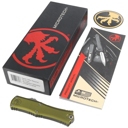 Nóż automatyczny OTF Microtech Hera II Mini S/E Recurve OD Green Aluminium, Apocalyptic M390MK by Tony Marfione (1705M-10APOD)