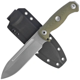 Kizer Drop Bear Fix 7 Knife Green Micarta, Stonewashed AEB-L by Azo (1103A1)