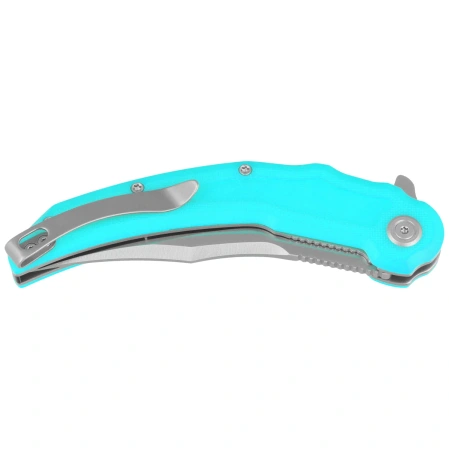 Kubey Crest Knife Light Blue G10, Satin 14C28N by Yuze Zhong (KU346B)