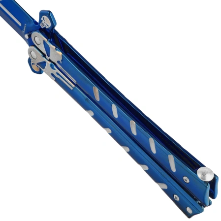 Nóż motylek Martinez Albainox Balisong Skull RainBlue Steel, RainBlue 3Cr13Mov (02282)