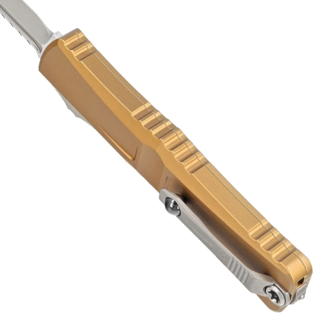 Microtech Combat Troodon Gen III Interceptor Signature OTF Knife Tan Aluminum, Stonewashed M390MK by Tony Marfione (1217-10TAS)