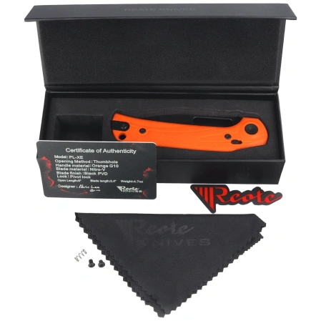 Reate PL-XE Knife Orange G10, Black PVD Nitro-V (PL-XE-ORG10.PVD)