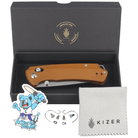 Nóż składany Kizer T1 CD Brown G10, Satin Nitro-V by Uli Hennicke (V3490.2CA2)