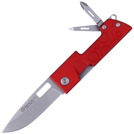 Maserin D-Dut 214/R Multi-Tool Folding Knife Red Aluminum, Stonewashed 440C by Bonus