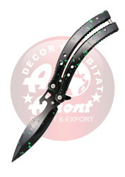 Third Decor Habitat Balisong CS Knife Black/Green Stainless Steel, Black/Green 420 (K2923)