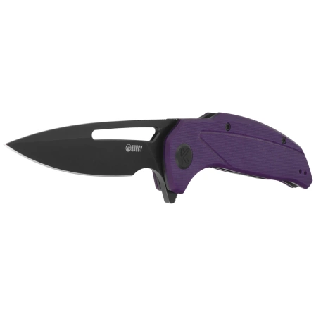 Kubey Nautilus Knife Purple G10, Silver Sandblasted 14C28N by Sherif Manganas (KU372A)